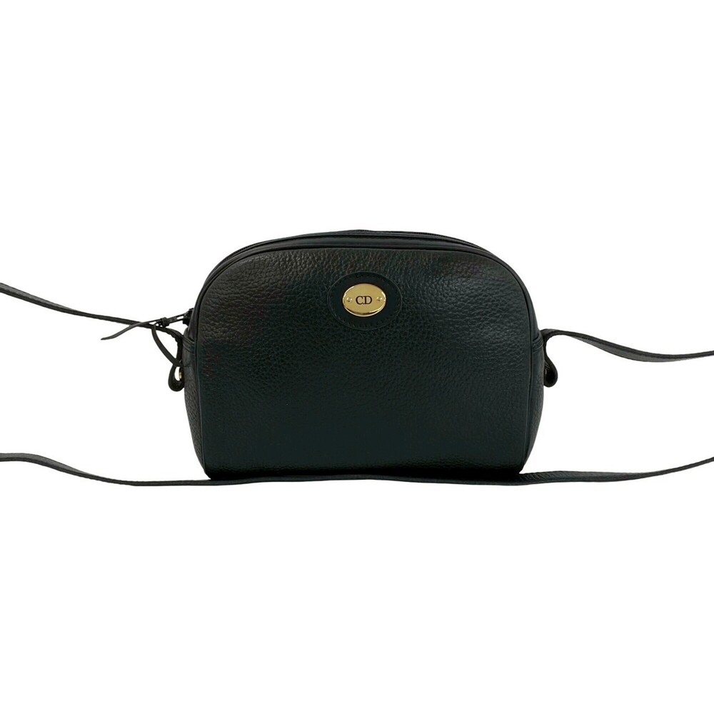 CHRISTIAN DIOR Vintage Black Leather Shoulder Bag